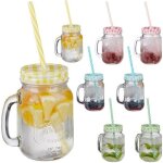 Relaxdays verres avec paille couvercle et anse lot de 8 smoothie milkshake limonade boissons glac�es ...