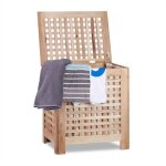 Relaxdays coffre  linge avec couvercle et sac amovible volume : env. 70 l hlp : env. 555 x 525 x 395 ...