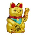 Relaxdays chat japonais maneki neko xl patte mobile fonctionne  piles porte - bonheur pour richesse ...