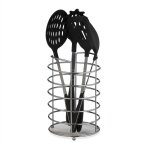 Relaxdays xl support � ustensiles de cuisine pour les couverts de cuisine rond acier 225x15 cm rangement ...