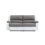 Relaxxo - canapé relax manuel 3 places avec 2 assises xxl leo en microfibre et simili - blanc / gris Relaxxo - canapé relax manuel 3 places avec 2 assises xxl leo en microfibre et simili - blanc / gris