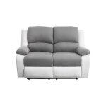 Relaxxo - canap de relaxation lectrique 2 places microfibre et simili leo - blanc et gris