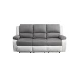Relaxxo - canap de relaxation lectrique 3 places microfibre et simili leo - blanc et gris