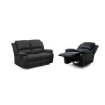 Relaxxo - ensemble canap relax manuel leo 2 places + fauteuil manuel en simili - noir