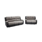 Relaxxo - ensemble de canaps relaxation manuel 3 et 2 places microfibre grise / simili noir leo