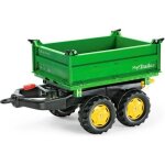 Remorque pour tracteur  pdales rolly mega trailer - rolly toys - john deere - 2 essieux - multicolore ...