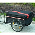 Remorque de transport v�lo cargo pliable homcom - rouge / noir - charge max. 40 kg - 4 r�flecteurs