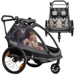 Remorque vlo 2en1 lionelo cama - 2 enfants - poussette tout terrain - amortissement flexible siq - gris ...
