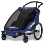 Remorque v�lo bleue - fuxtec sport cruiser - charge max. 45kg 2 ceintures 5 points enfants poussette ...