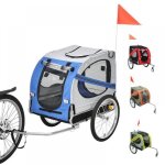 Remorque vlo pour chien mengda - cadre pliable - roues de 48cm - bleu / gris