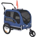 Remorque velo chien - vevor - bleu - noir810x560x620 mm - charge 45 kg roues � d�gagement rapide coupleur ...