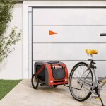 Remorque de vlo pour chien - vidaxl - orange et noir - tissu oxford et fer