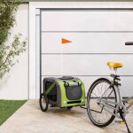Remorque de vlo pour chien - vidaxl - vert et gris - tissu oxford et fer