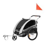 Remorque vlo pour 2 enfants - samax - 2 en 1 - 360 rotatif - amortisseur transport poussette - en gris ...