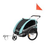Remorque vlo pour 2 enfants - samax - 2 en 1 - 360 rotatif - amortisseur transport poussette - en turquoise ...