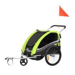 Remorque vlo pour 2 enfants - samax - 2 en 1 - 360 rotatif - amortisseur transport poussette - en vert ...