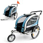 Remorque vélo pour 2 enfants - samax - 2 en 1 - 360° rotatif - amortisseur transport poussette - en bleu ... Remorque vélo pour 2 enfants - samax - 2 en 1 - 360° rotatif - amortisseur transport poussette - en bleu ...