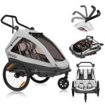 Remorque vlo 2en1 lionelo cama - 2 enfants - poussette tout terrain - amortissement flexible siq - gris ...