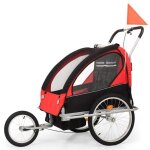 Remorque  vlo et poussette pour enfants 2 - en - 1 rouge et noir