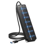 Rpartiteur de hub usb 7 ports adaptateur usb 3. 0 multi - hub adaptateur secteur usb  plusieurs ports ...