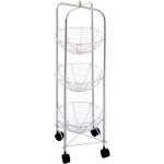 Resserre � l�gumes 3 paniers - rond gris - acier chrom� - mont�e sur roulettes