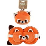 Resteazzz peluche cutiemals rouge panda rond voyage oreiller & masque yeux