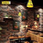 Papier peint 3d pvc - ideko - briques antique - rouge - 10m x 0. 53m - imperm�able