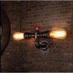 R�tro applique murale industrielle tuyau deau vintage m�tal avec 2 douille e27 �clairage lumi�re decoratif ...