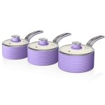 Retro batterie de cuisine 3 casseroles 16 18 20cm induction antiadhsive ceramic swan swps3020purn violet ...