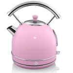 Retro bouilloire 18 l acier inoxydable sans bpa r�sistance cach�e sans fil swan sk14630pneu 3000w rose ...