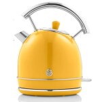 Retro bouilloire 18 l acier inoxydable sans bpa r�sistance cach�e sans fil swan sk14630yelneu 3000w jaune ...