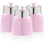 Retro set 3 bo�tes de rangement cuisine 12l herm�tiques pour p�tes riz vintage swan swka1024pn rose