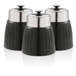 Retro set 3 bo�tes de rangement cuisine 12l herm�tiques pour p�tes riz vintage swan swka1024bn noir