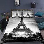 Rtro paris tour eiffel parure de lit 3 pieces 1 housse de couette 220 * 240cm et 2 taies doreillers ...