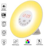 Rveil enfant soleil rveil sunrise 7 couleurs tactile veilleuse led rveil - aliment par usb - radio ...