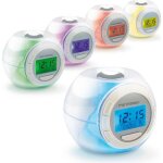 Rveil nature lumineux metronic 477007 - 6 ambiances sonores - 7 couleurs - fonctionne avec 3 piles aaa ...