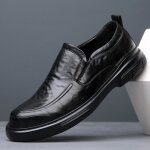 Richelieu chaussures en cuir dcontractes pour hommes dautomne et dhiver - noir - cuir