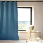 Rideau 100% occultant thermique phonique chin� bleu p�trole 135x260 cm