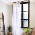 Rideau voilage ajustable ga�a 140 x 300 cm ? gaze de coton blanc 8 anneaux pince