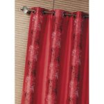 Rideau dameublement shantung brod� motif �thnique rouge orang� 140x260 cm