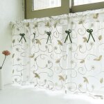 Rideau brise bise blanc vintage fenetre voilage cuisine - hongya - kaki - l - h 90 x 90 cm