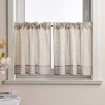 Rideau brise bise court cuisine voilage avec cordon de serrage - hongya - rayures marron - l60 x h90 ...