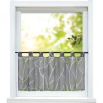 Rideaux brise bise transparent voile fenetre � patte pour cuisine l - h 120x60cm - branches blanches ...