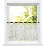 Rideaux brise bise transparent voile fenetre � patte pour cuisine l - h 90x45cm - branche de sable sur ...