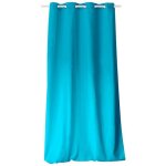 Rideau color� en pur coton 8 ?illets turquoise 135x240 cm
