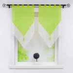 Rideaux courts - joyswahl - voilage romain - vert / blanc - 60x120cm - polyester avec frange  pompon ...