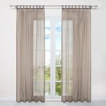 Rideaux courts voilage fen�tre passe - tringle marron clair h / l 245 x 145 cm en voile avec ruban � ...
