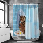 Rideau de douche chat anneaux inclus 3d effect imperm�able 180 x 200 cm