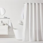 Rideau de douche gauffr� - white - polyester - 180 x 200 cm - 12 crochets - utility - today