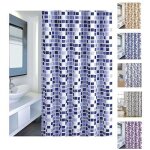Rideau de douche - msv - mosaiko bleu - 180x200cm - polyester - accessoires de salle de bain